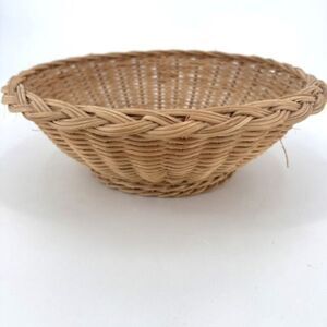 Vintage Large Wicker Rattan Woven Basket Fruit Bowl Farmhouse Adirondack Camp